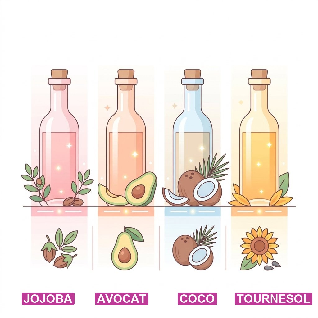 Alternatives a l huile d amande douce pendant la grossesse - jojoba avocat coco tournesol