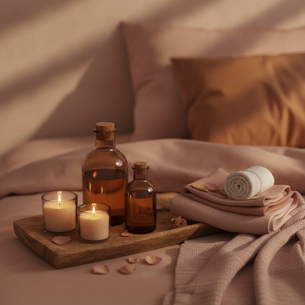 consentement massage couple poser les regles - huiles et bougies pour un cadre de massage