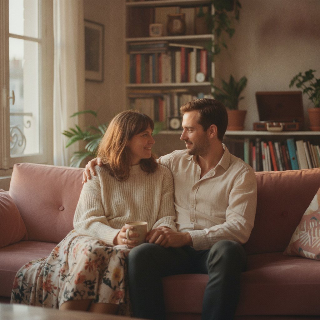 Couple en confiance qui communique sur la sexualité sans culpabilité