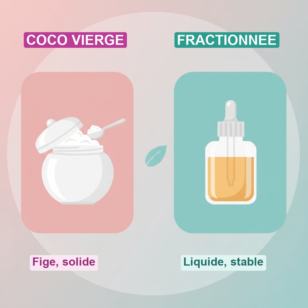 Huile coco fractionnee usage intime - difference avec huile de coco vierge