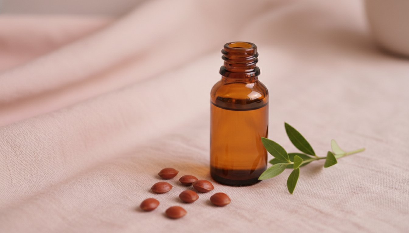 huile jojoba soin intime tolerance - flacon ambre et graines de jojoba