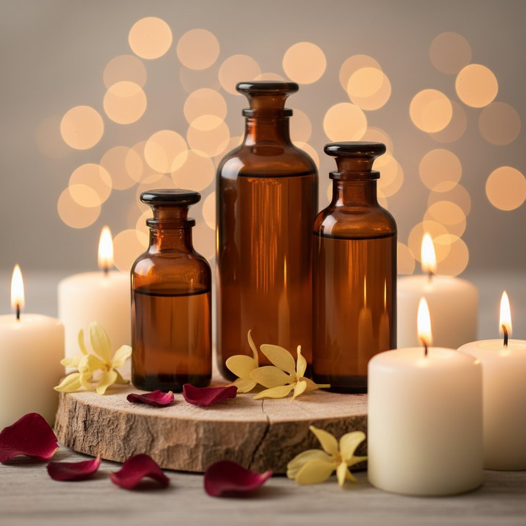 premier massage tantrique couple - huiles et bougies ambiance sensuelle