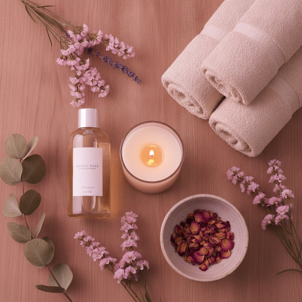 preparer chambre massage couple ambiance checklist - huile de massage bougie et serviettes