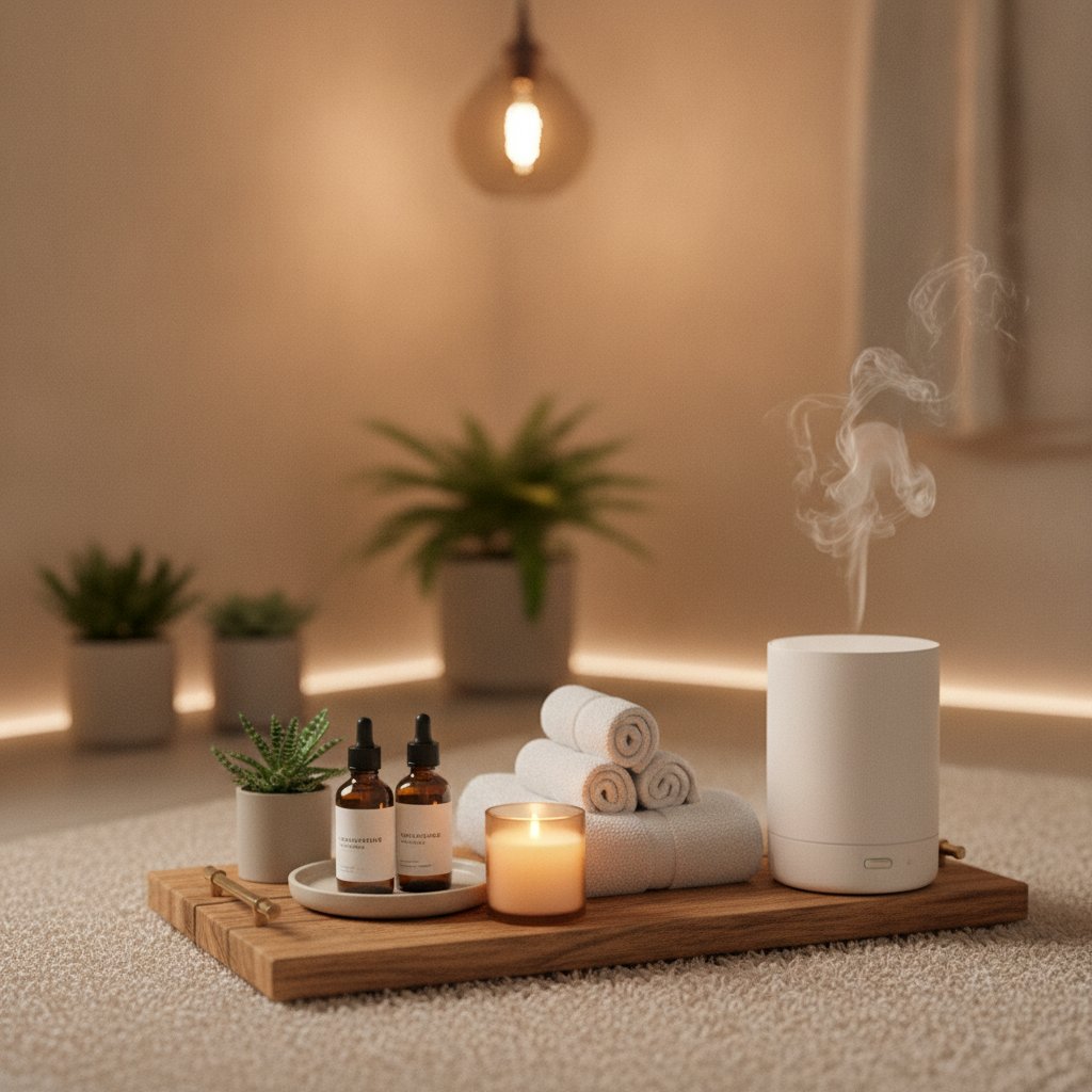 preparer chambre massage couple ambiance checklist - ambiance spa relaxante huiles bougie