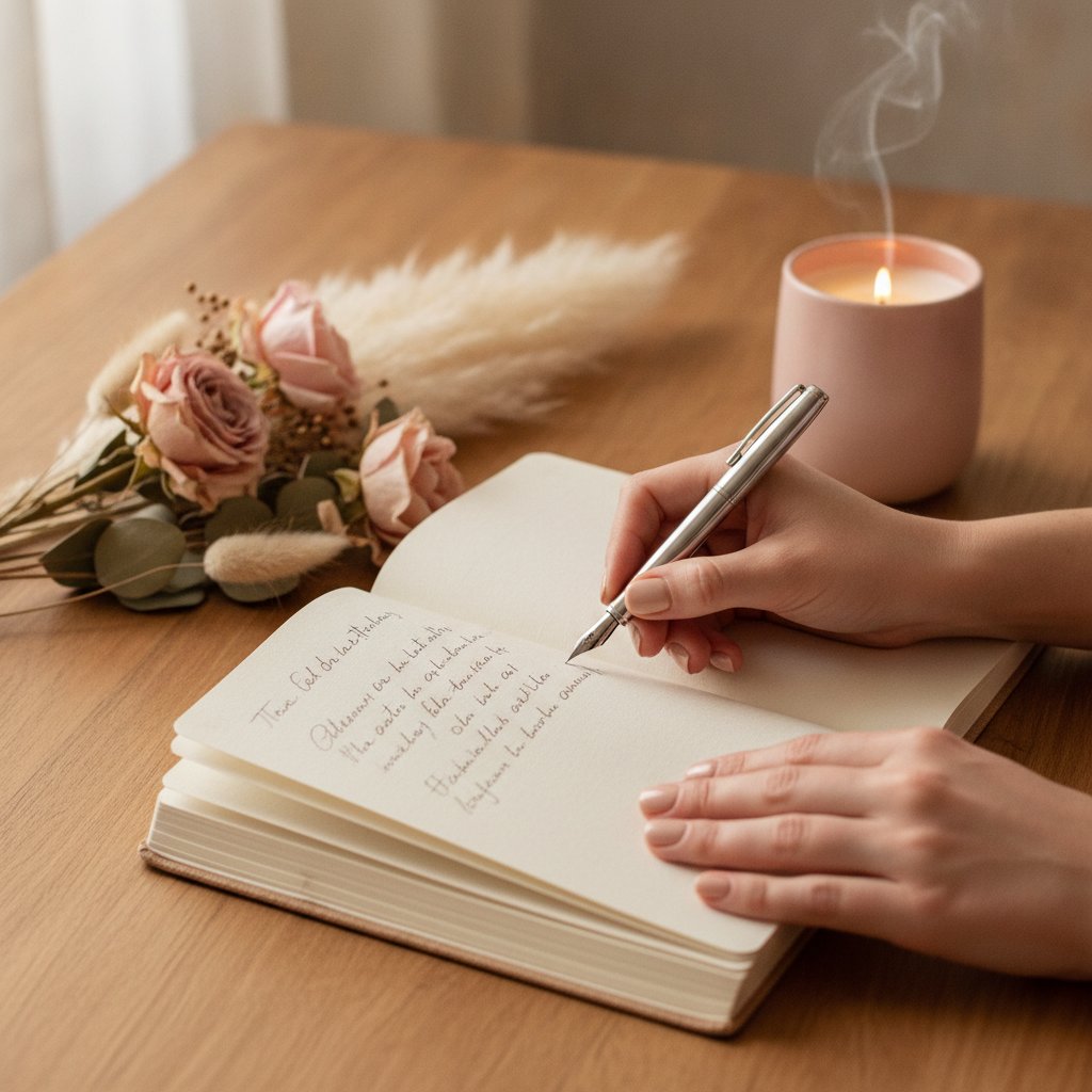 journal intime exploration plaisir feminin exercice - mains qui ecrivent dans un carnet