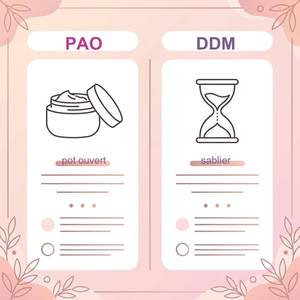 PAO cosmetique signification - difference entre symbole PAO pot ouvert et DDM sablier