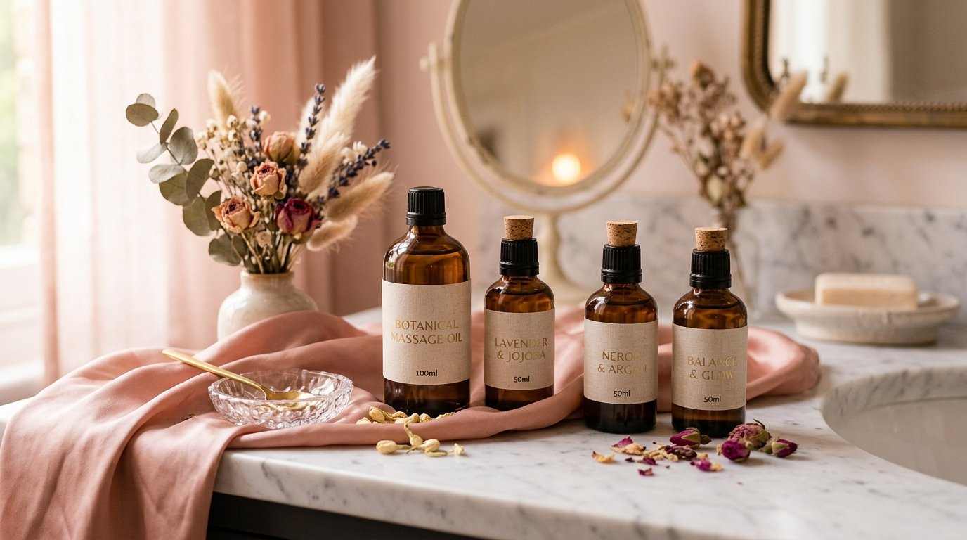 Rancissement huile cosmetique reconnaitre - flacons d huile de massage sur une coiffeuse