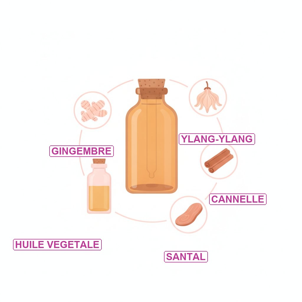 synergie huiles essentielles libido masculine - schema recette de melange