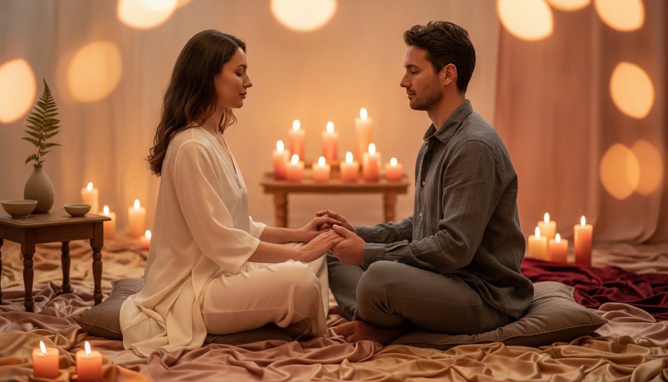 Tantra debutant rituel couple guide - couple en rituel tantrique a la bougie