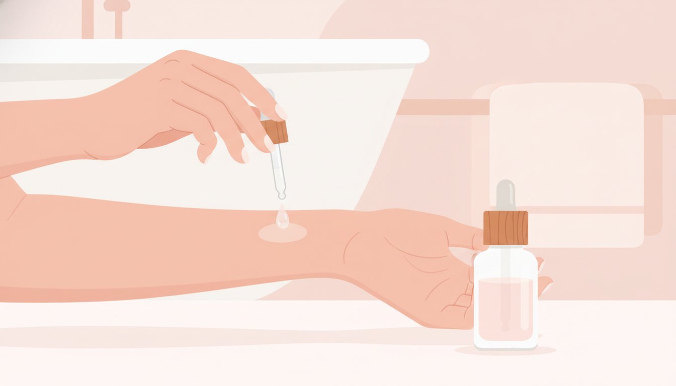 test cutane vulve preparation methode - application d'une goutte sur l'avant-bras