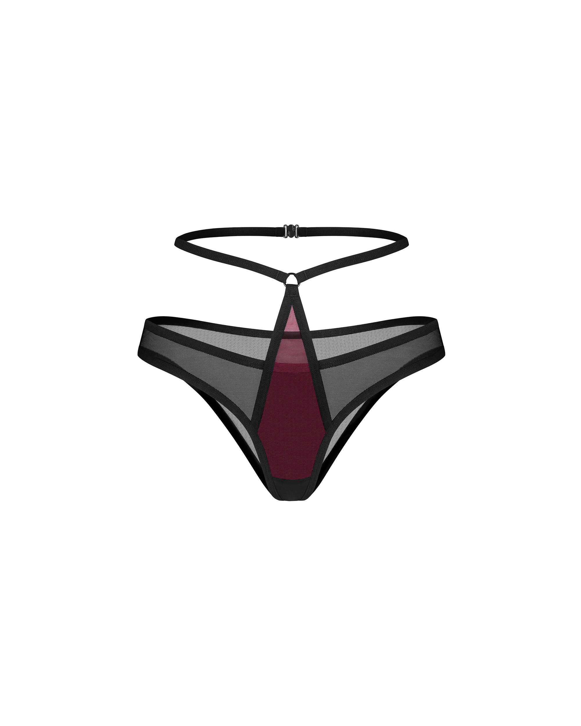 Culotte résille bordeaux à sangles Parisel - Obsessive