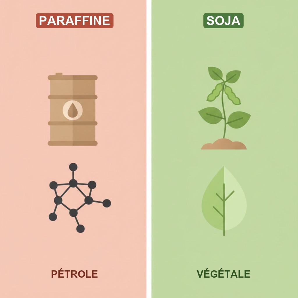 Bougie massage paraffine vs soja difference - origine petrole contre origine vegetale