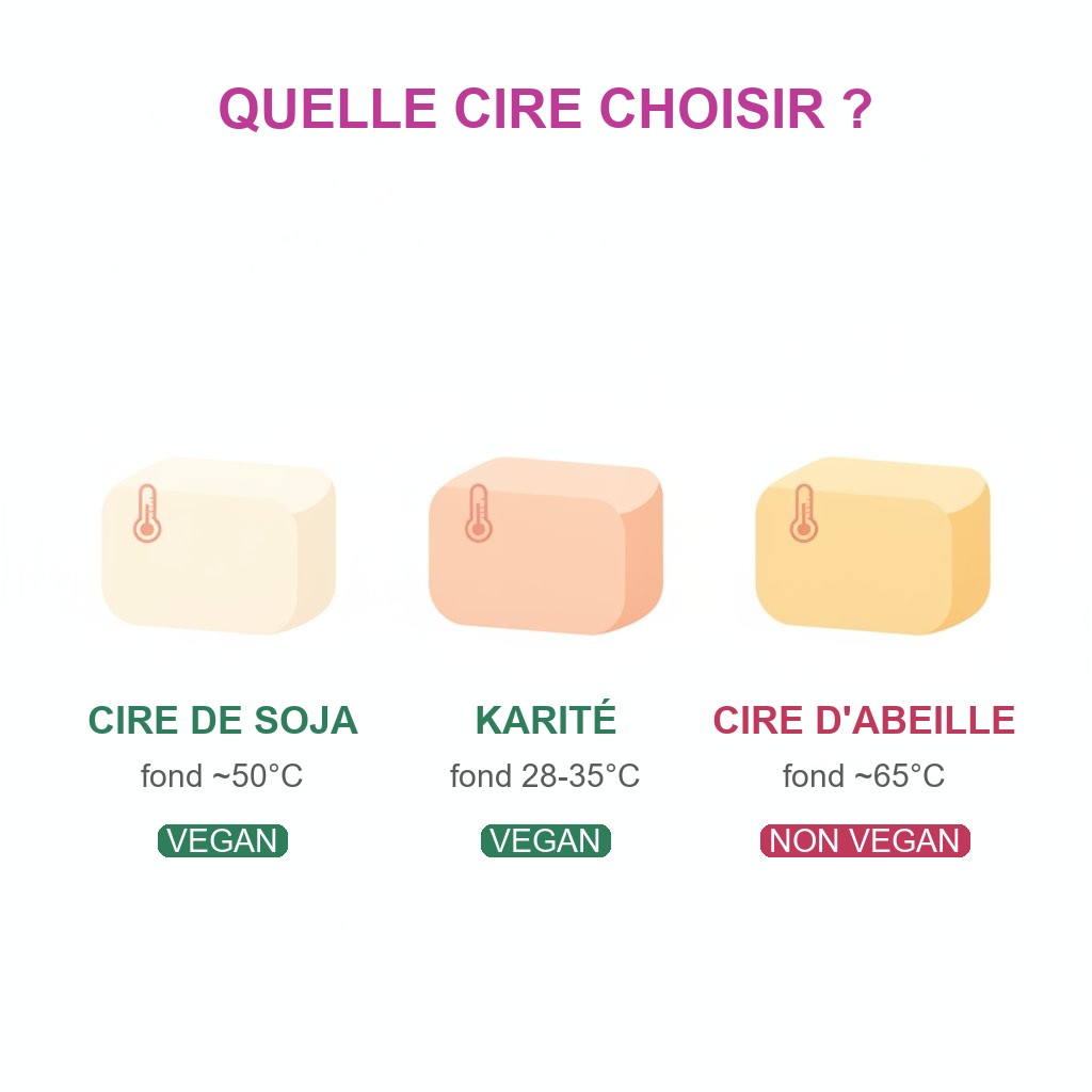 Bougie de massage embrassable vegan choisir - comparaison cire soja karite abeille
