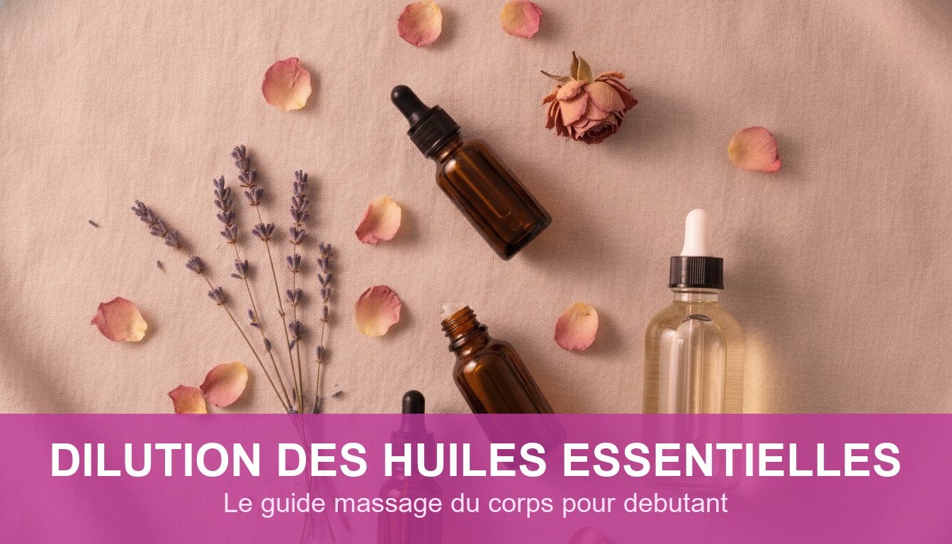 dilution huile essentielle massage corps debutant - flacons huile essentielle et huile vegetale