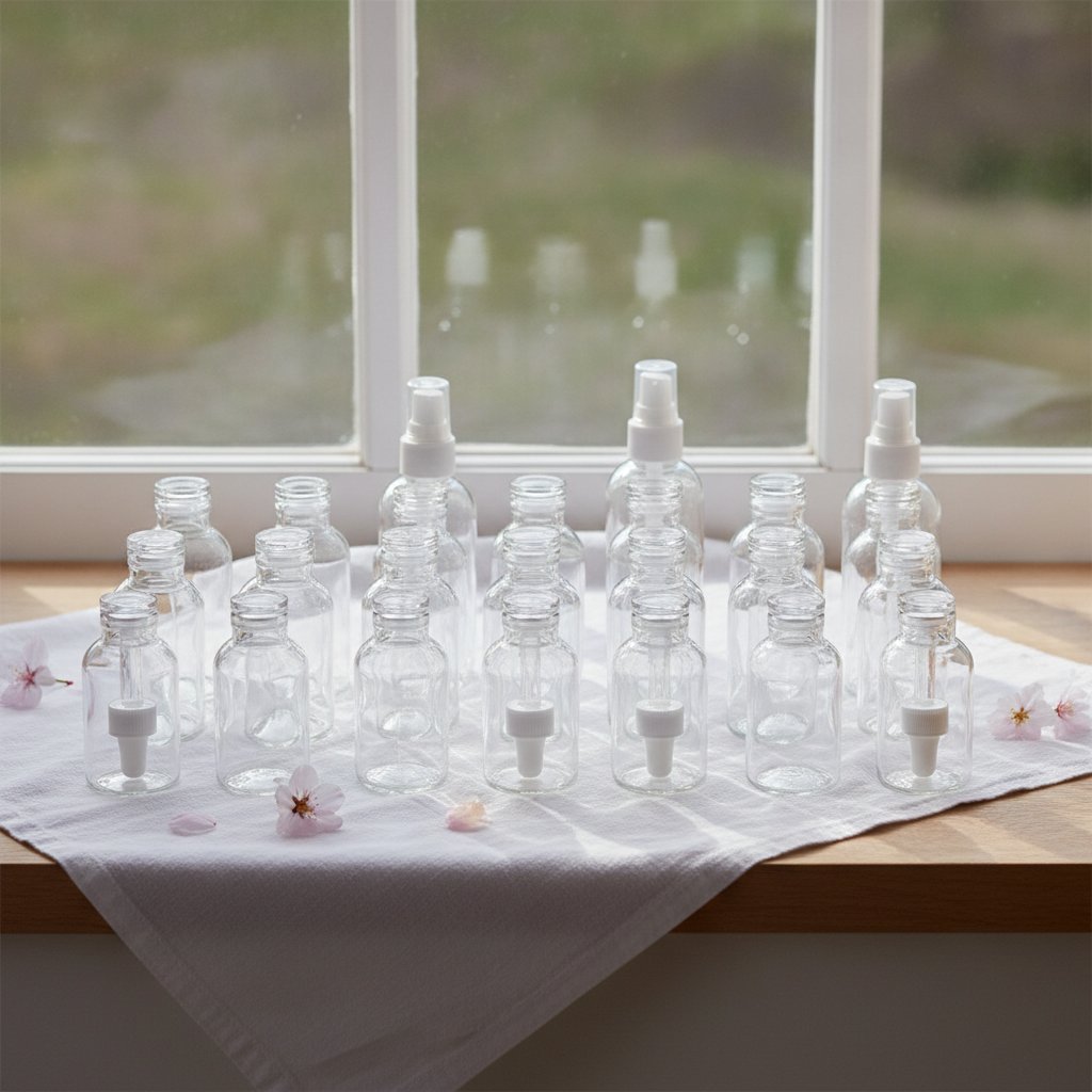 Sterilisation flacon verre cosmetique maison - sechage des flacons