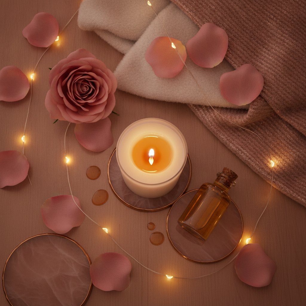 Fréquence delta sommeil profond couple - rituel bougie et huile de massage