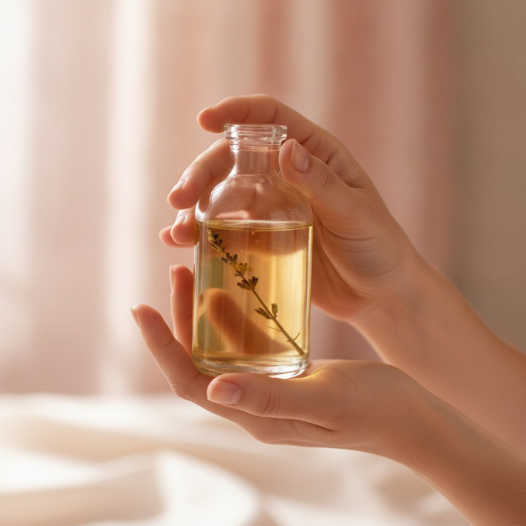Application douce d une huile de jojoba macerat sur la zone intime