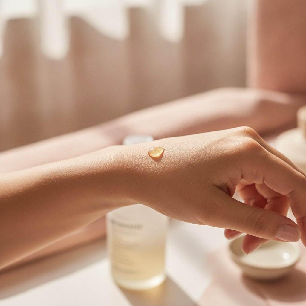 huile de massage chauffante comestible avis - test cutané sur le poignet