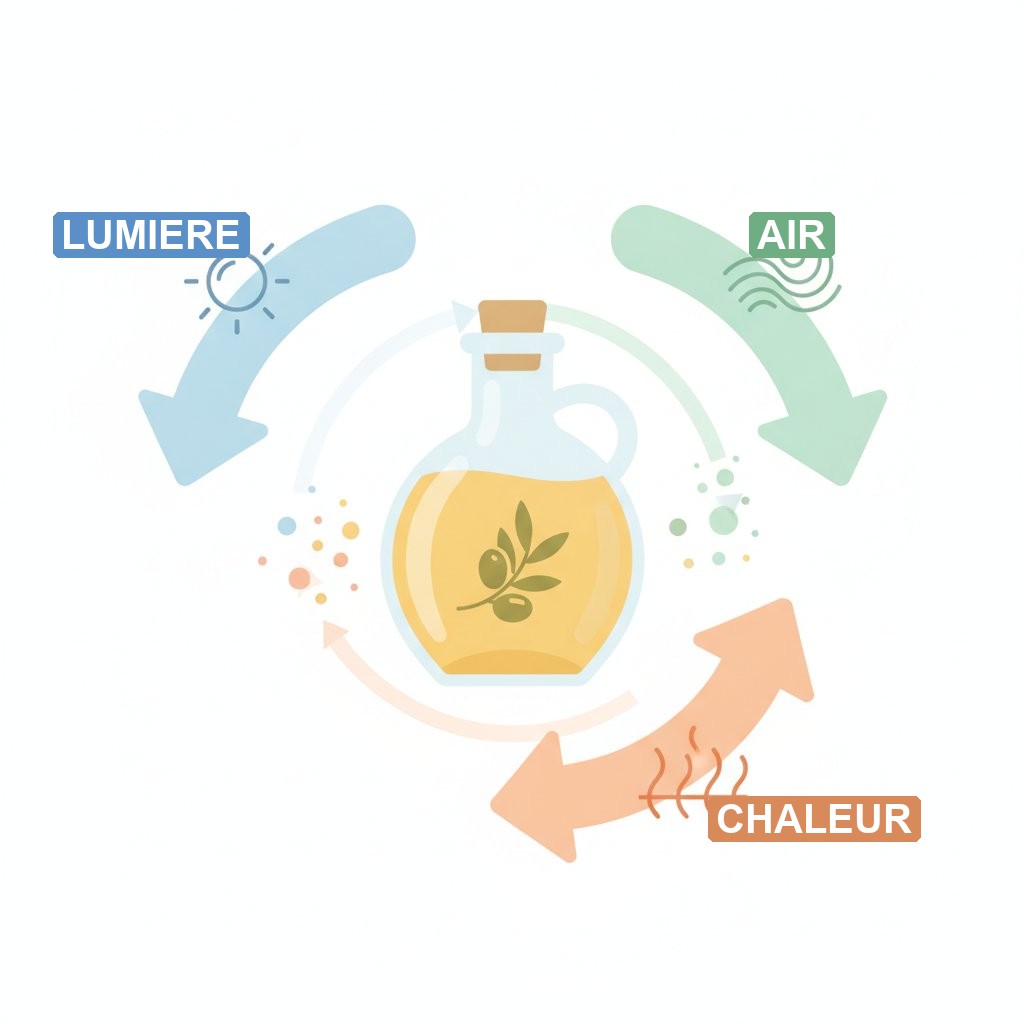 rancissement huile vegetale identifier signes - air lumière chaleur oxydation