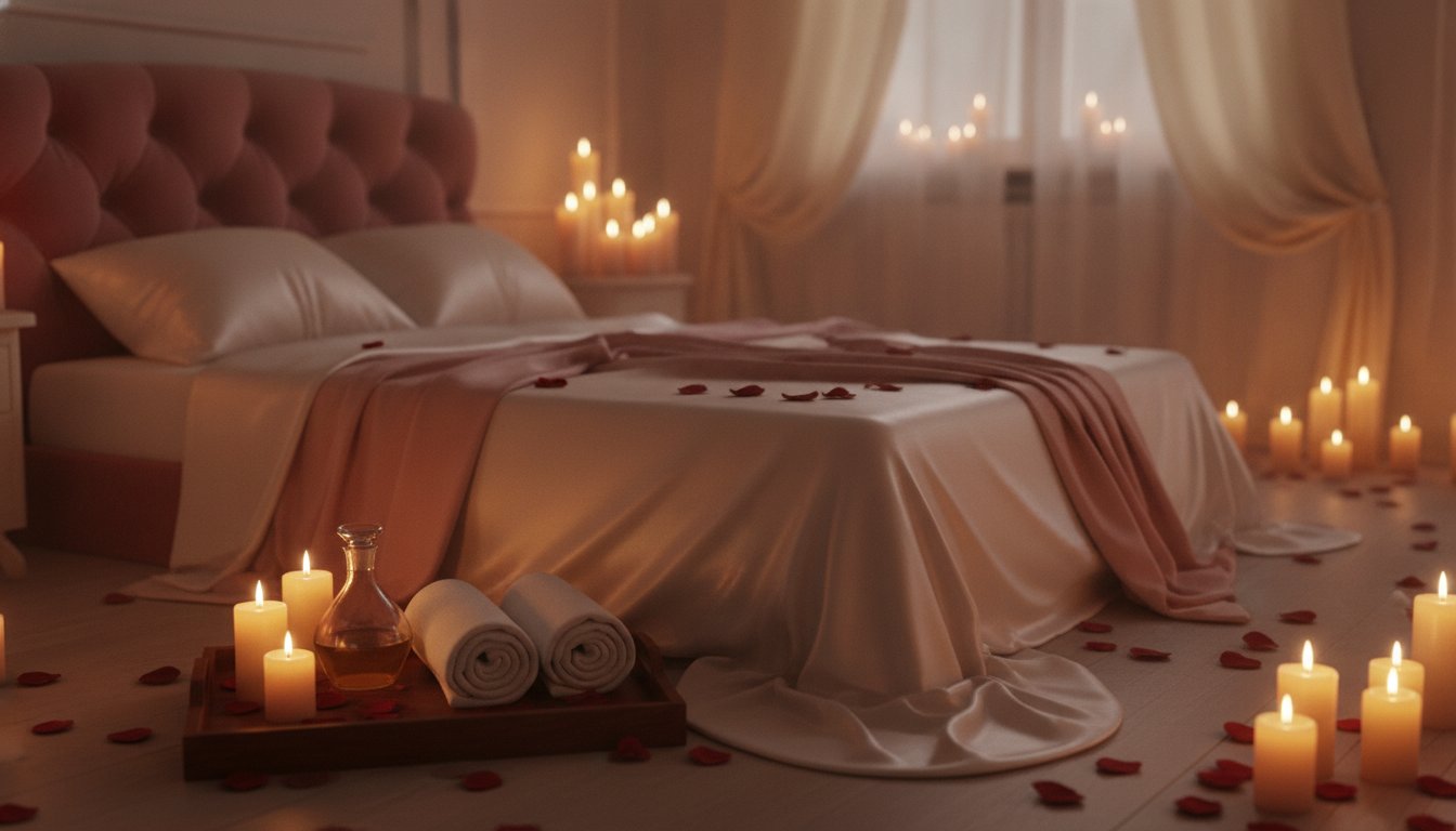 soiree massage romantique a deux preparer - chambre cosy aux bougies