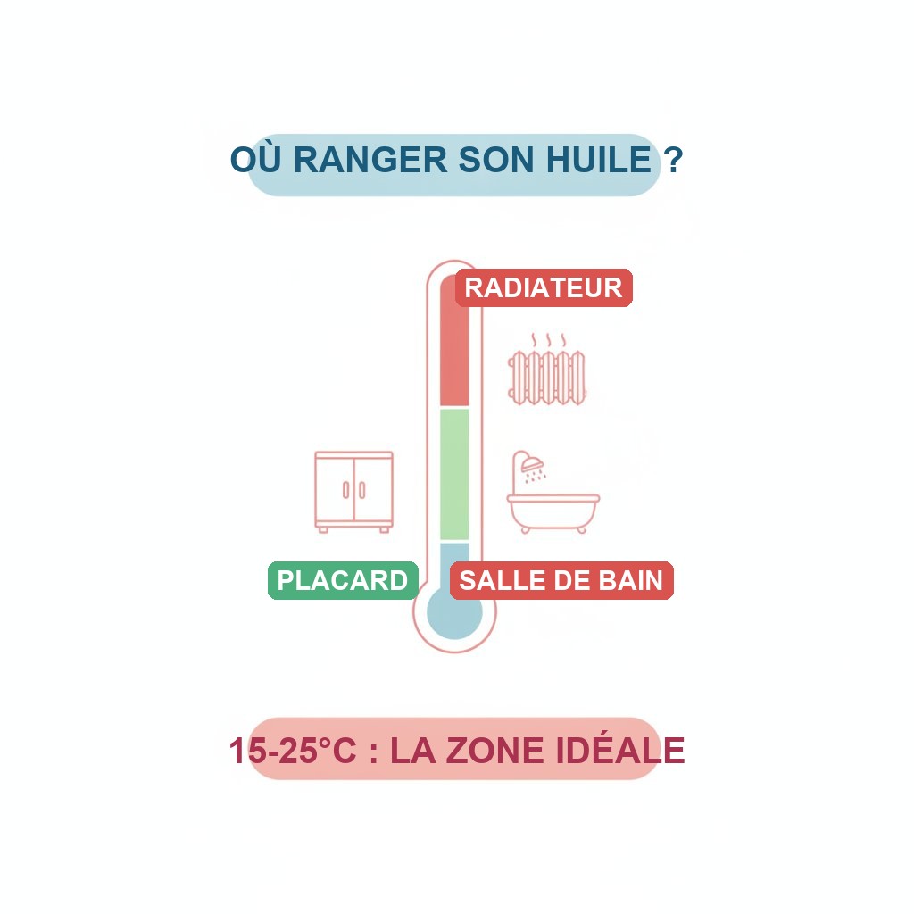 stockage huile intime placard temperature - thermomètre zone idéale 15-25 degrés