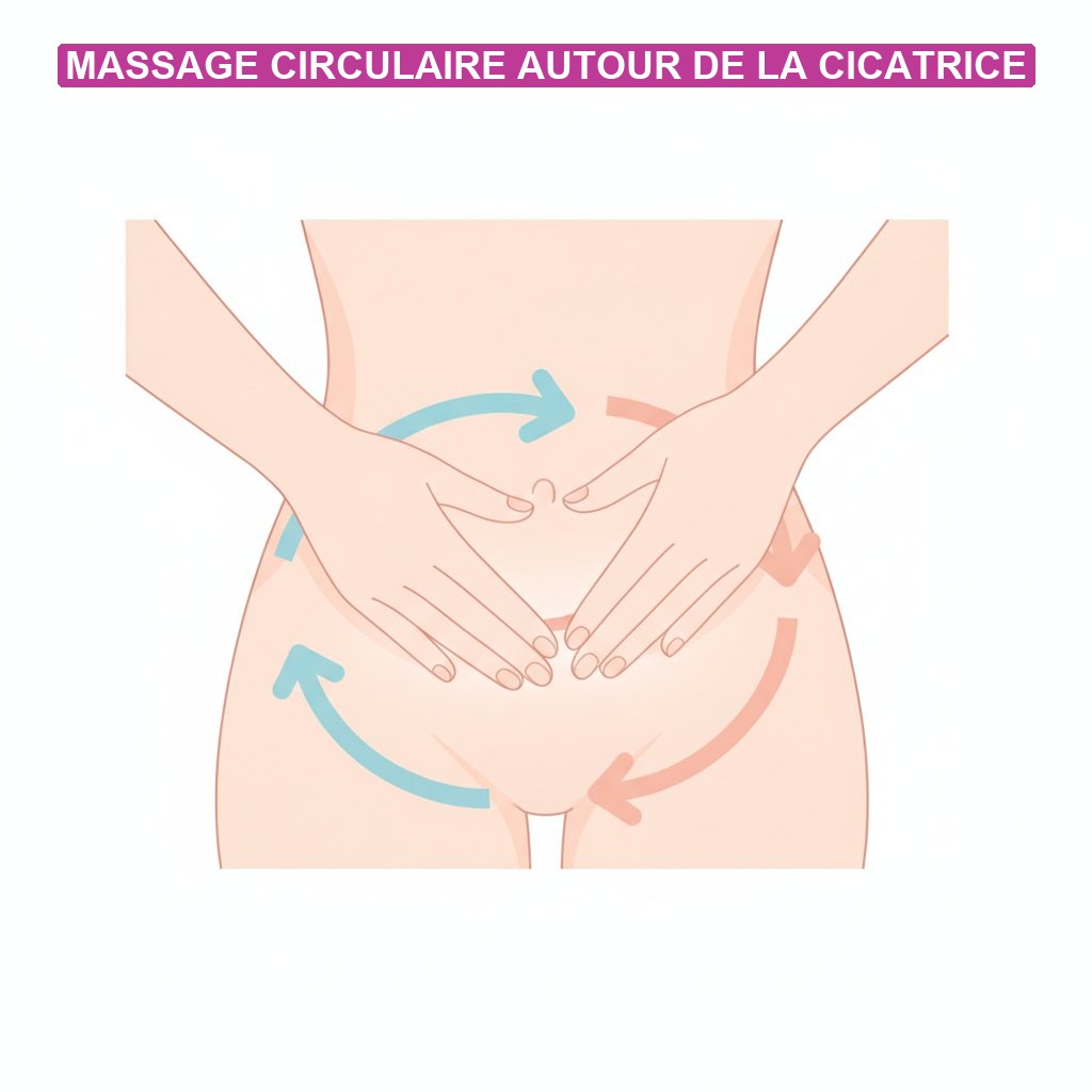 Adherences cicatrice cesarienne massage doux - technique de massage circulaire