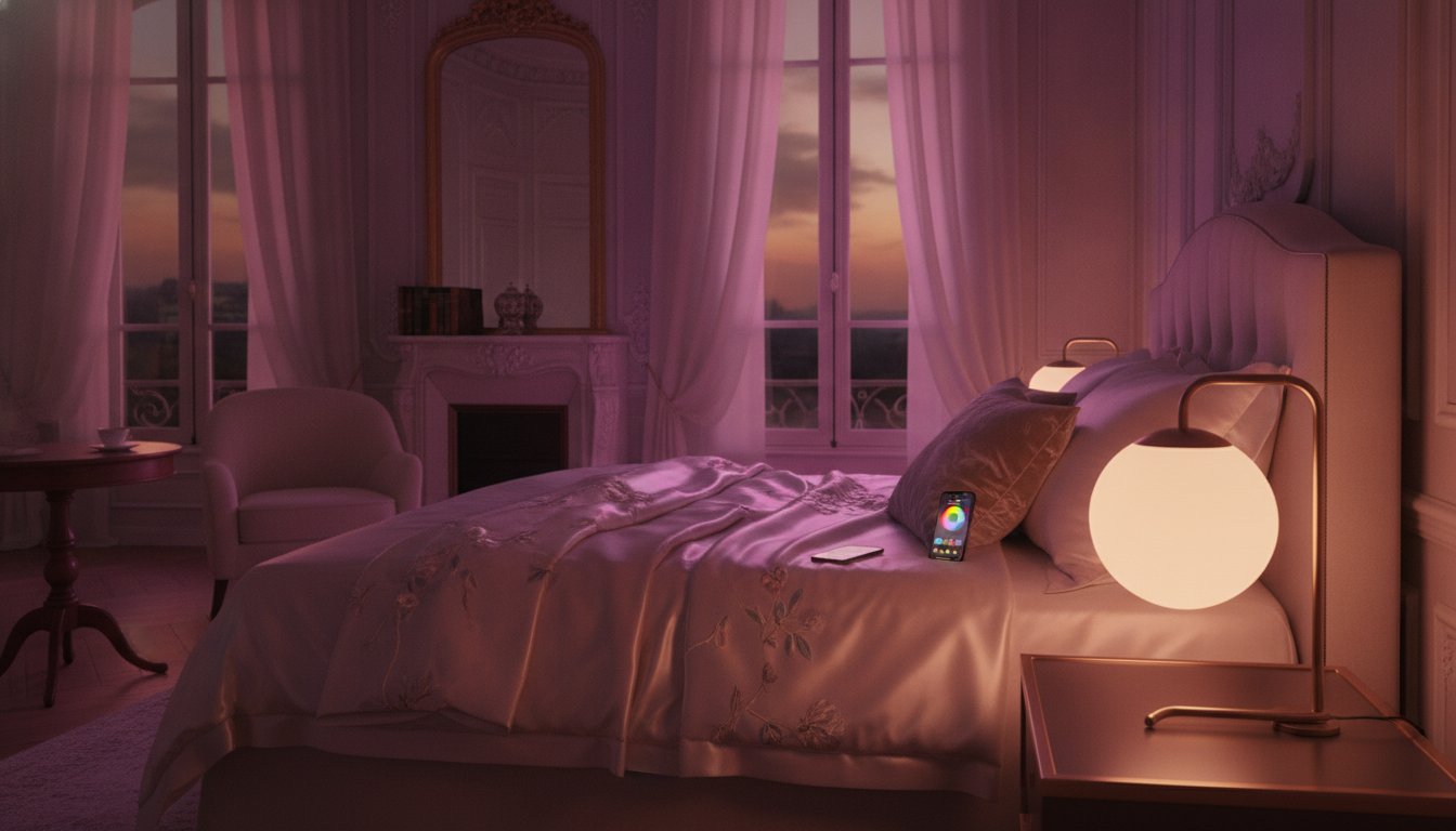 Ampoule connectee sans travaux locataire - chambre romantique ambiance tamisee