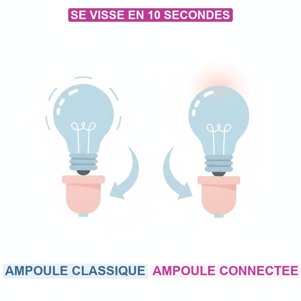 Ampoule connectée sans travaux locataire - installation par simple vissage sans perçage