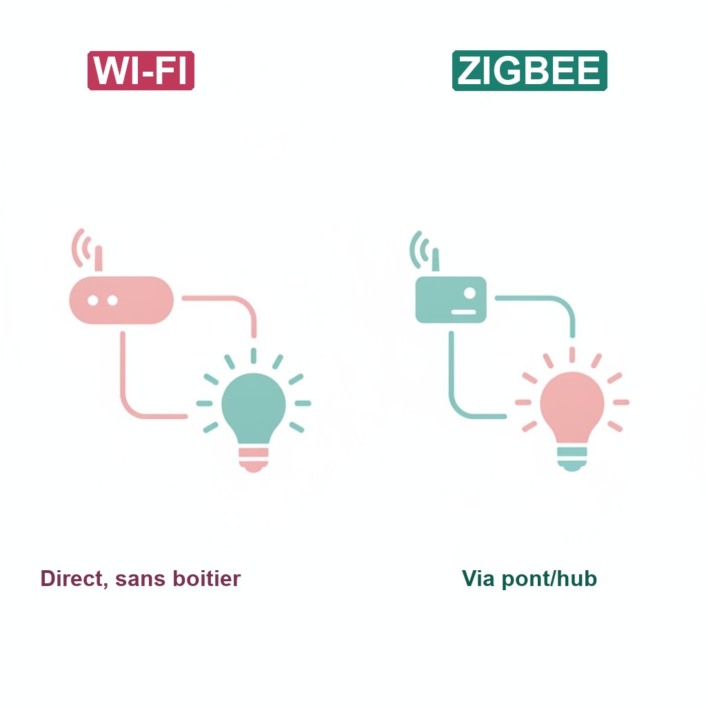 Ampoule connectée sans travaux locataire - comparaison Wi-Fi et Zigbee
