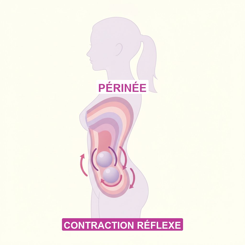 Boules de geisha tonifier perinee guide - schema de la contraction reflexe
