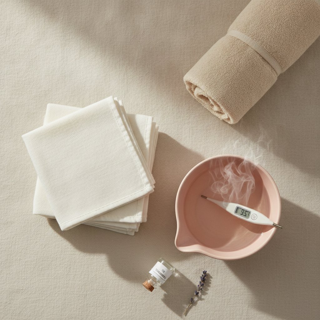 Compresse chaude périnée accouchement - trousse et matériel de préparation