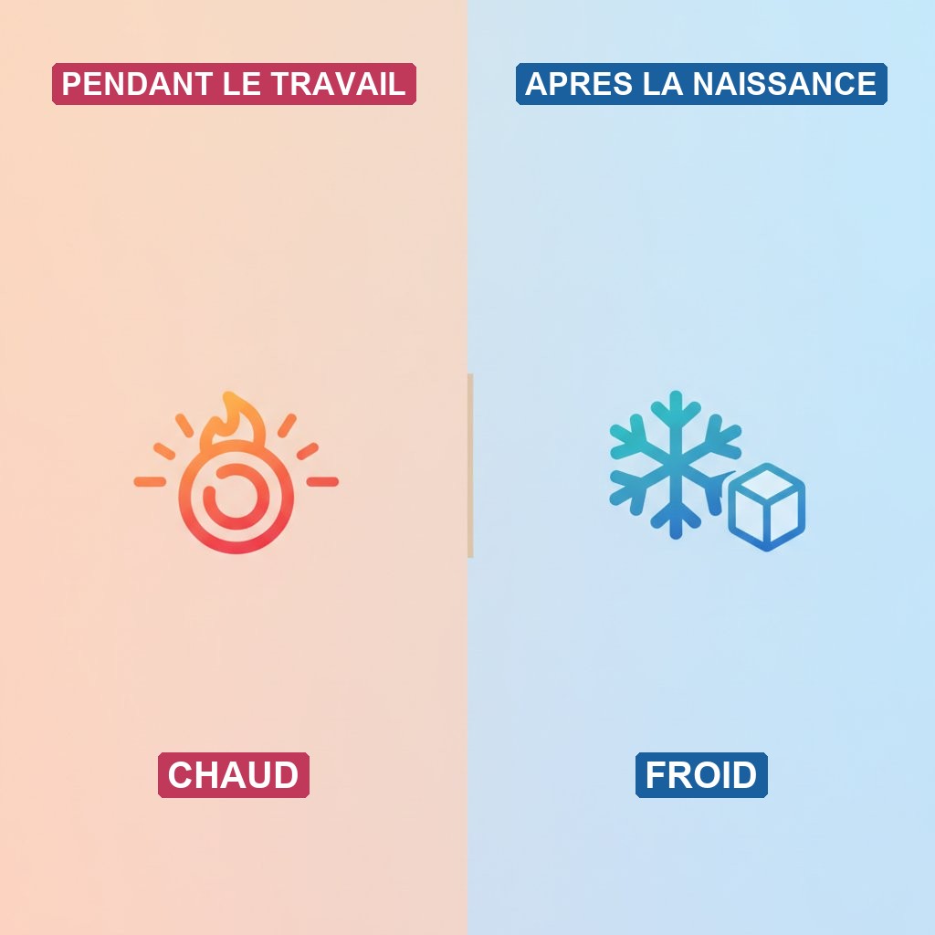Compresse froide périnée post accouchement - différence entre compresse chaude pendant le travail et froide après la naissance