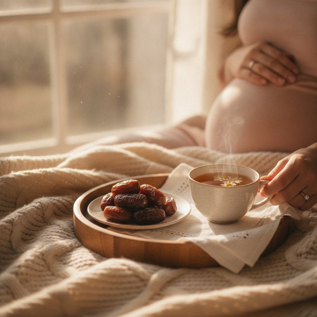 Dattes fin de grossesse bienfaits travail accouchement - rituel cocooning tisane et dattes