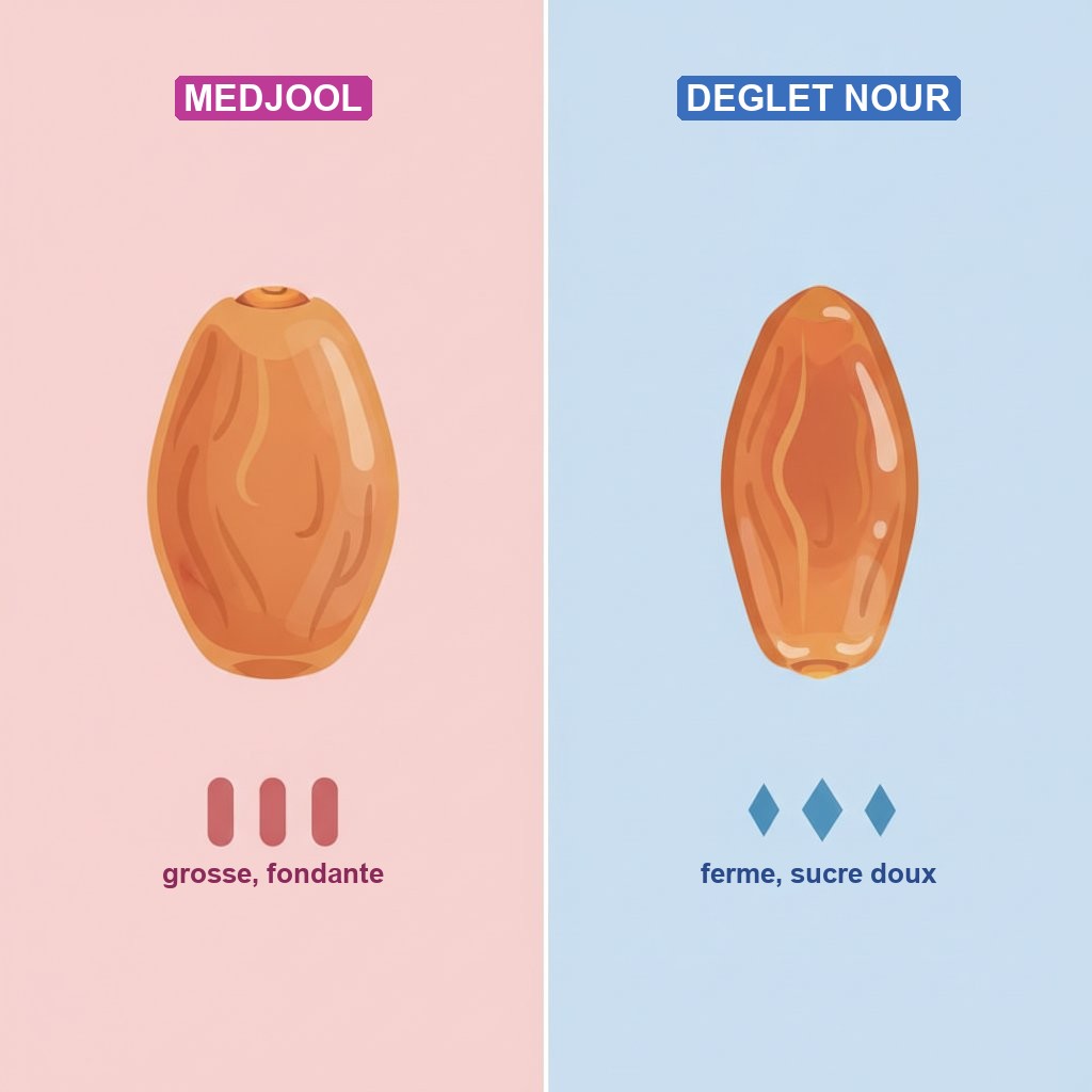 Dattes fin de grossesse bienfaits travail accouchement - comparaison datte Medjool et Deglet Nour