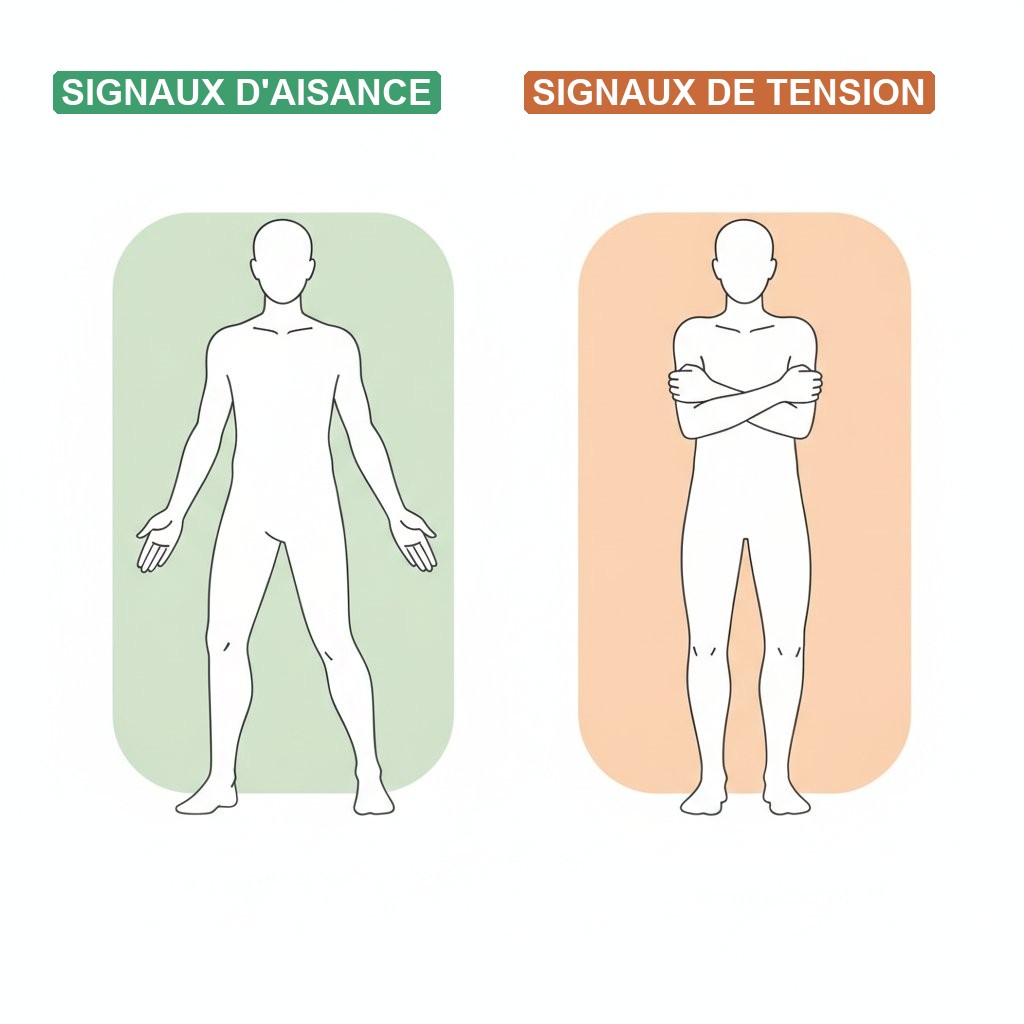 Décoder le langage du corps partenaire intime - comparatif signaux d'aisance et de tension