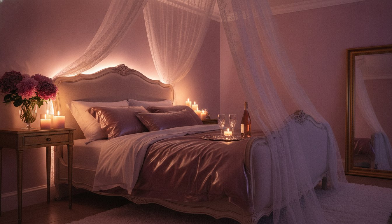 Éclairage indirect chambre couple - ambiance romantique avec lumière tamisée derrière la tête de lit