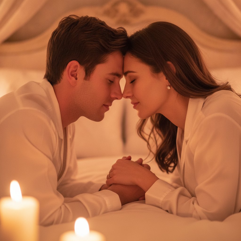 Homme silencieux au lit signification - couple en connexion silencieuse