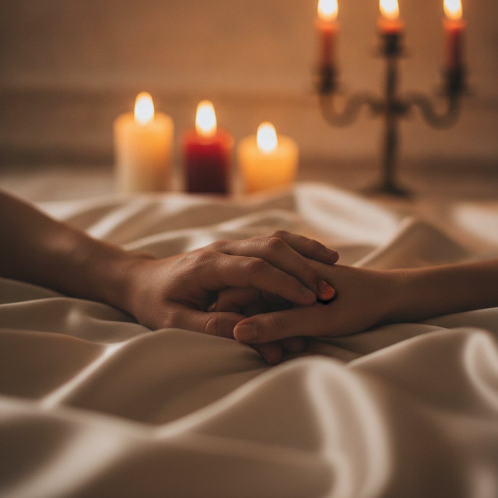 Homme silencieux au lit signification - couple enlacé tendrement