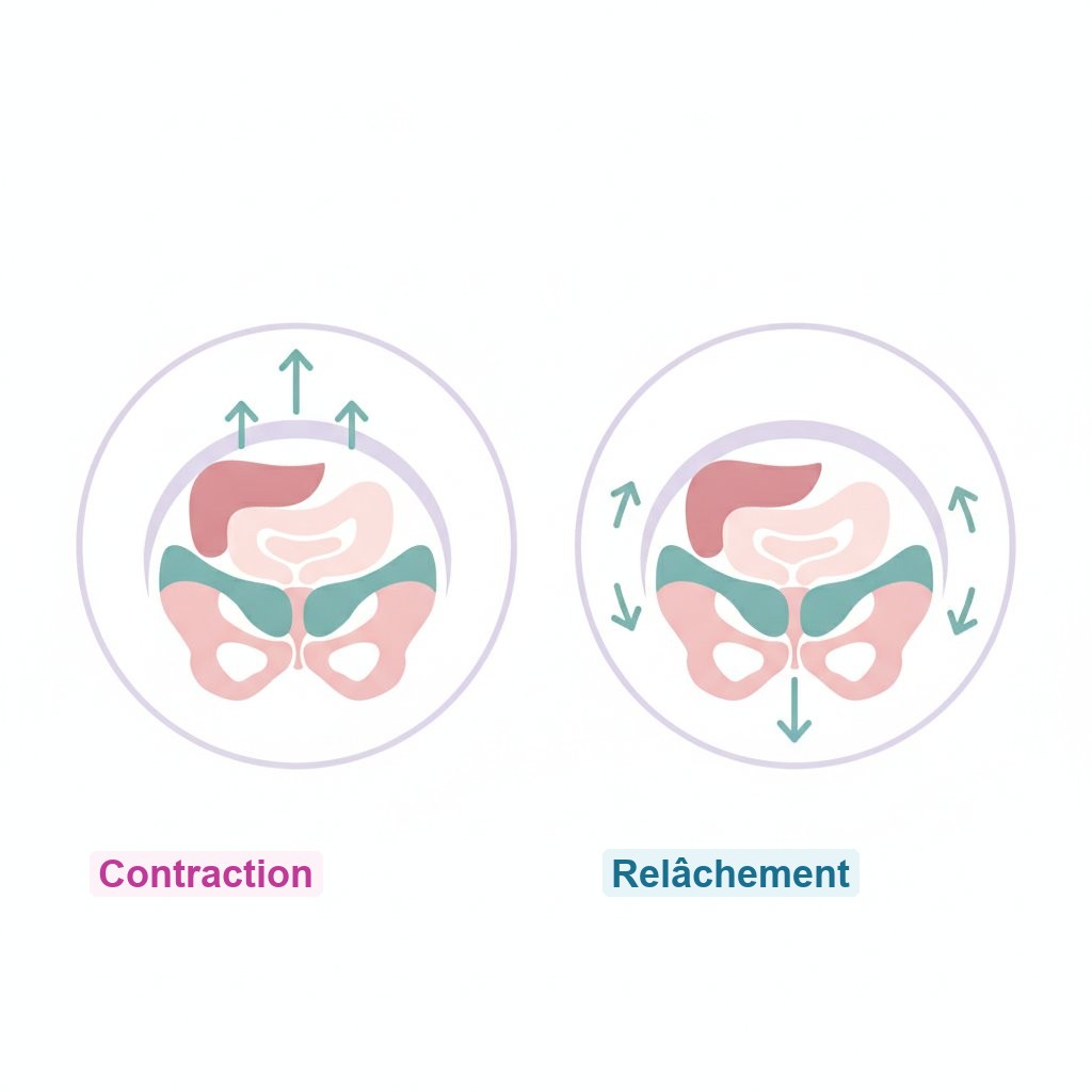 Incontinence urinaire effort solutions naturelles femme - exercice de contraction et relâchement du périnée