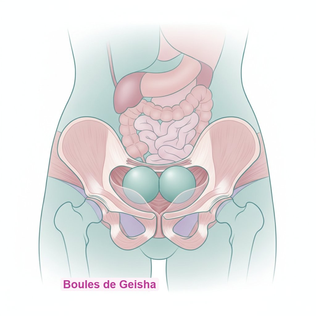 Incontinence urinaire effort solutions naturelles femme - positionnement des boules de Geisha