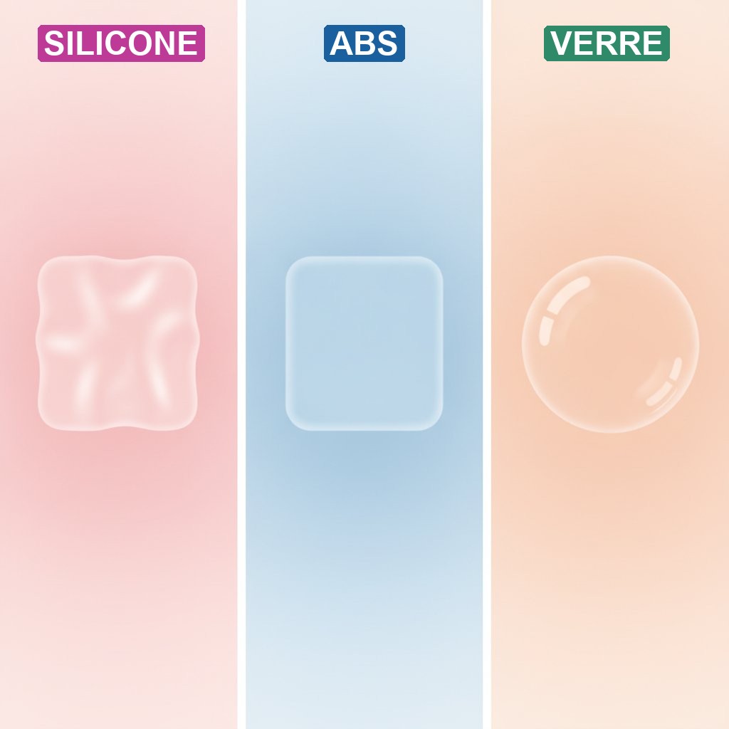Matériau sextoy silicone ABS verre guide choix - comparatif visuel des trois matières