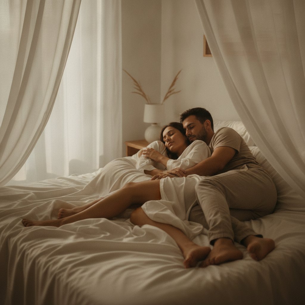 Respiration pendant orgasme controle couple - couple detendu apres exercice de respiration