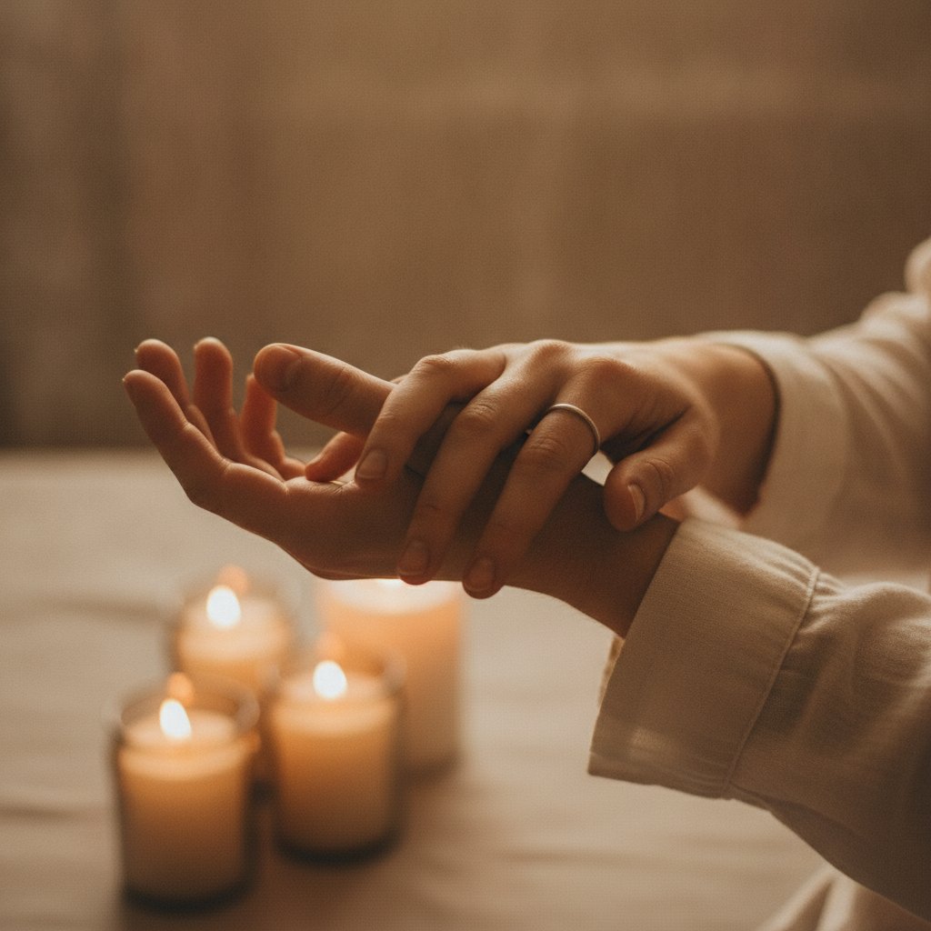 Exercice pleine conscience couple - toucher conscient des mains