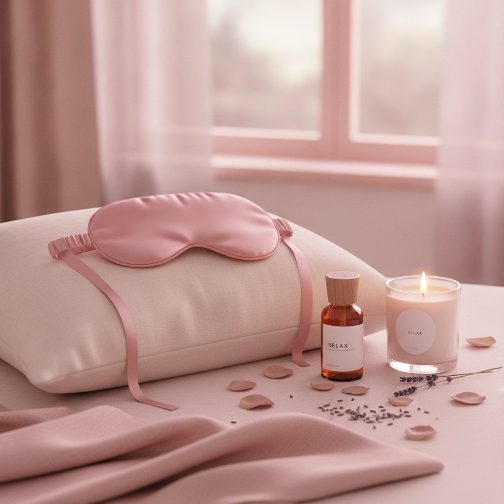 Matériel pour scan corporel couple - bandeau satin et huile de massage