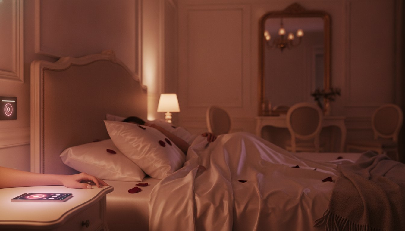 Variateur intensité lumière chambre connecté - ambiance romantique nocturne