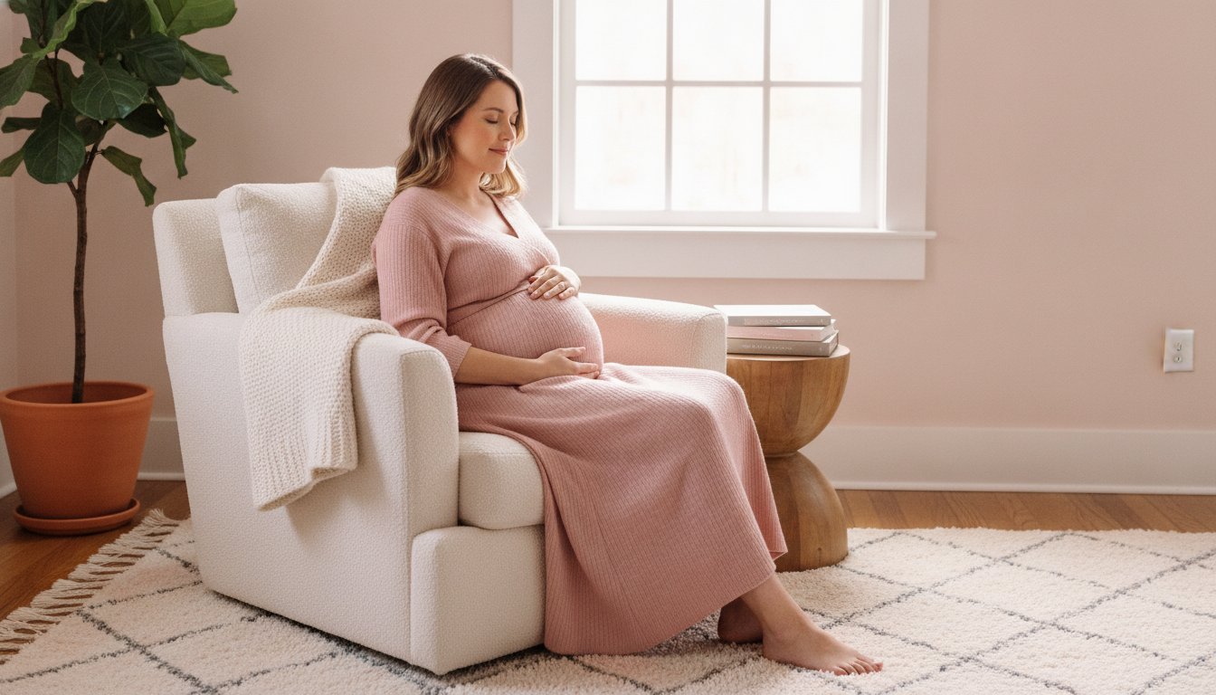 Visualisation positive accouchement preparation mentale - femme enceinte en pleine seance de relaxation