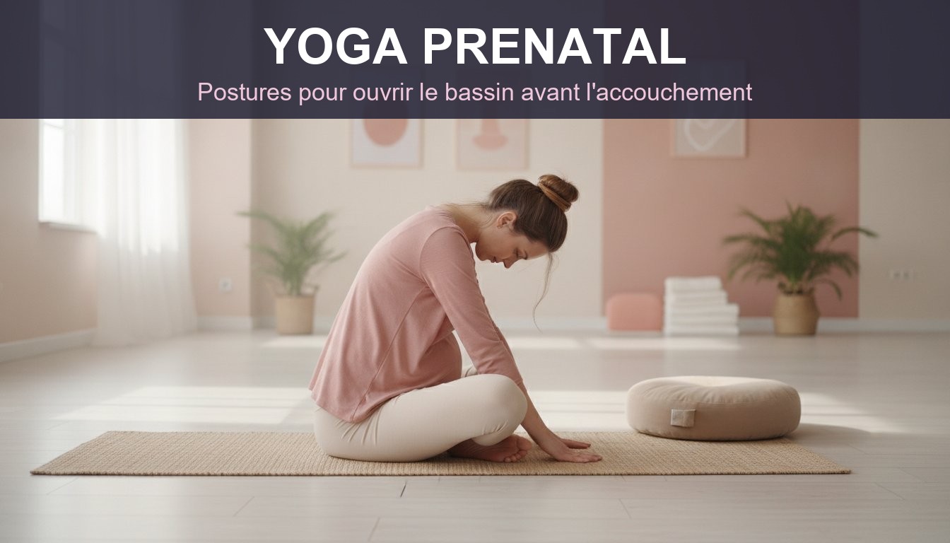 Yoga prenatal posture ouverture bassin accouchement - femme enceinte en seance de yoga