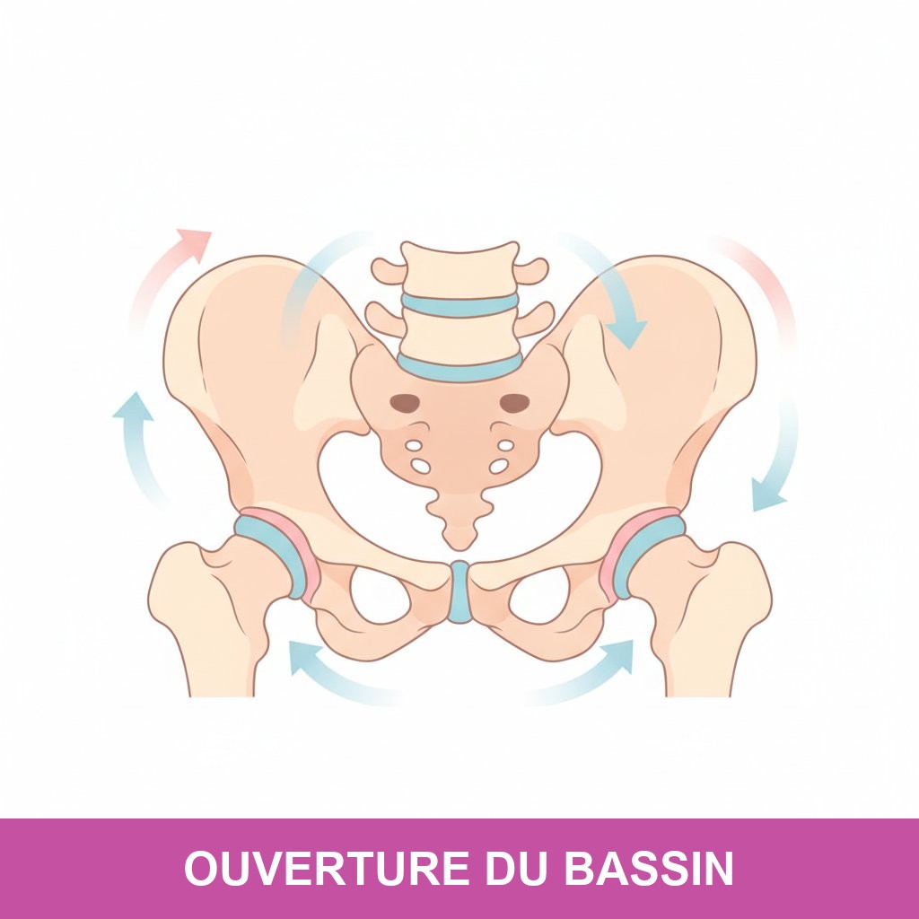 Yoga prenatal posture ouverture bassin accouchement - schéma anatomique de l'ouverture du bassin