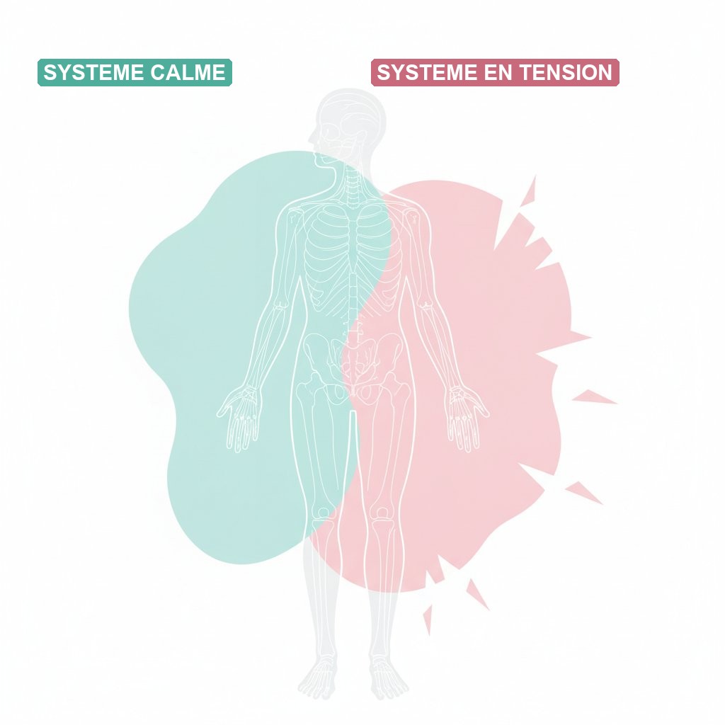 Coherence cardiaque grossesse respiration accouchement - schema systeme nerveux calme versus stresse