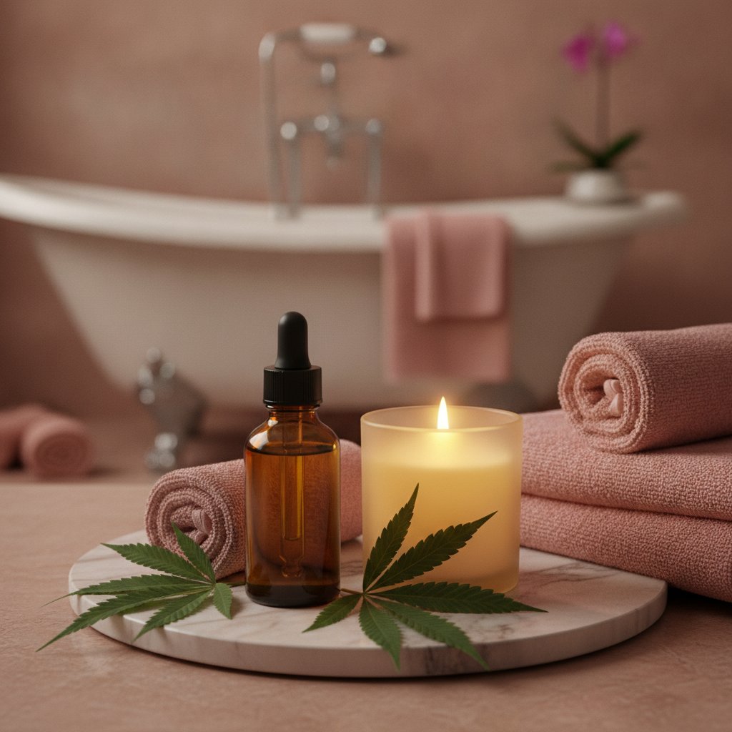Huile de chanvre zone intime apaisante - rituel bien-etre en ambiance cocooning